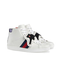 weiße hohe Sneakers aus Leder von Gucci