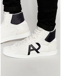 weiße hohe Sneakers aus Leder von Armani Jeans