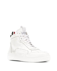 weiße hohe Sneakers aus Leder von Thom Browne