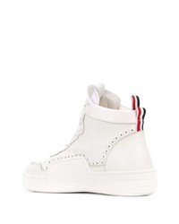 weiße hohe Sneakers aus Leder von Thom Browne