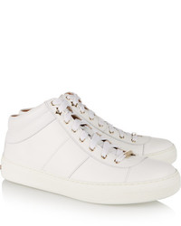 weiße hohe Sneakers aus Leder von Jimmy Choo