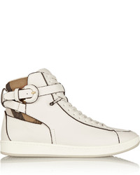 weiße hohe Sneakers aus Leder von Burberry