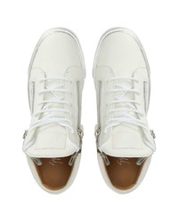 weiße hohe Sneakers aus Leder von Giuseppe Zanotti