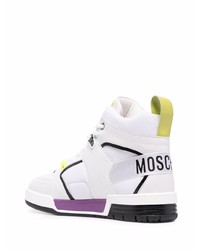 weiße hohe Sneakers aus Leder von Moschino