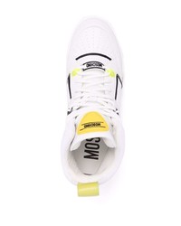 weiße hohe Sneakers aus Leder von Moschino