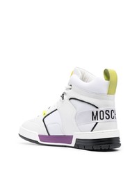 weiße hohe Sneakers aus Leder von Moschino