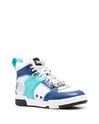 weiße hohe Sneakers aus Leder von Moschino