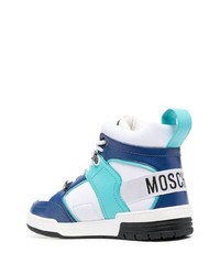 weiße hohe Sneakers aus Leder von Moschino