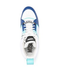 weiße hohe Sneakers aus Leder von Moschino