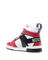 weiße hohe Sneakers aus Leder von Moschino