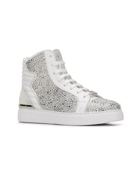 weiße hohe Sneakers aus Leder von Philipp Plein