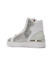 weiße hohe Sneakers aus Leder von Philipp Plein