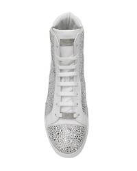 weiße hohe Sneakers aus Leder von Philipp Plein