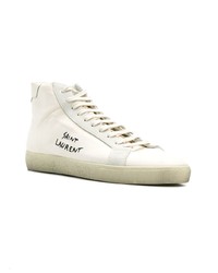 weiße hohe Sneakers aus Leder von Saint Laurent