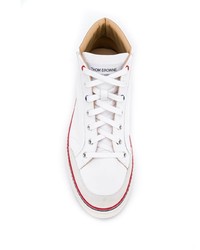 weiße hohe Sneakers aus Leder von Thom Browne