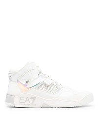 weiße hohe Sneakers aus Leder von Ea7 Emporio Armani