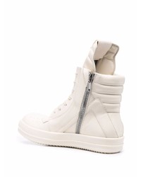 weiße hohe Sneakers aus Leder von Rick Owens