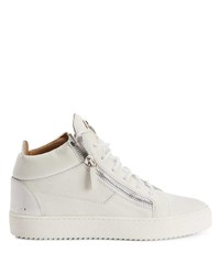 weiße hohe Sneakers aus Leder von Giuseppe Zanotti