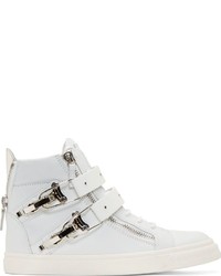 weiße hohe Sneakers aus Leder von Giuseppe Zanotti