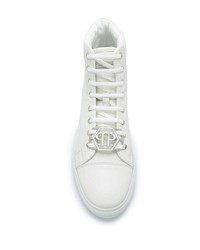 weiße hohe Sneakers aus Leder von Philipp Plein