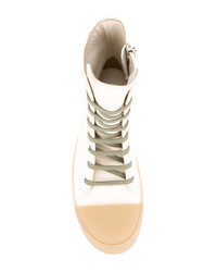 weiße hohe Sneakers aus Leder von Rick Owens