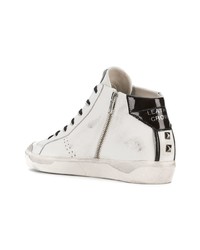 weiße hohe Sneakers aus Leder von Leather Crown