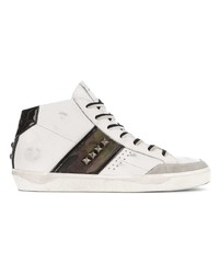 weiße hohe Sneakers aus Leder von Leather Crown