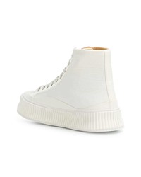 weiße hohe Sneakers aus Leder von Jil Sander