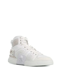 weiße hohe Sneakers aus Leder von Philipp Plein