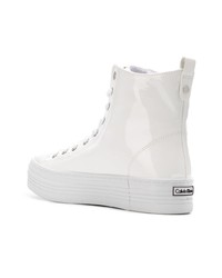 weiße hohe Sneakers aus Leder von Calvin Klein Jeans