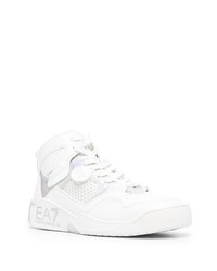 weiße hohe Sneakers aus Leder von Ea7 Emporio Armani