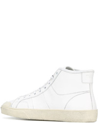 weiße hohe Sneakers aus Leder von Saint Laurent