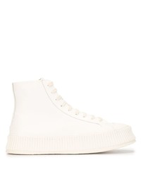 weiße hohe Sneakers aus Leder von Jil Sander