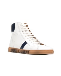 weiße hohe Sneakers aus Leder von Saint Laurent