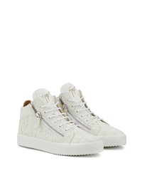 weiße hohe Sneakers aus Leder von Giuseppe Zanotti