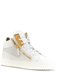 weiße hohe Sneakers aus Leder von Giuseppe Zanotti Design