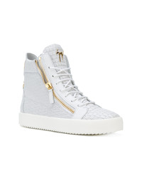 weiße hohe Sneakers aus Leder von Giuseppe Zanotti Design