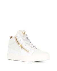 weiße hohe Sneakers aus Leder von Giuseppe Zanotti