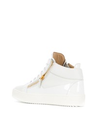 weiße hohe Sneakers aus Leder von Giuseppe Zanotti