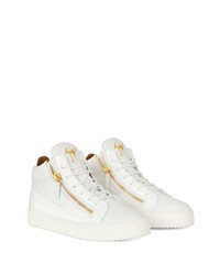 weiße hohe Sneakers aus Leder von Giuseppe Zanotti