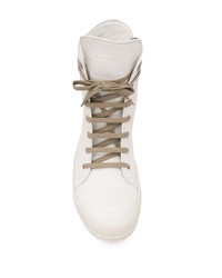 weiße hohe Sneakers aus Leder von Rick Owens
