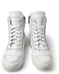 weiße hohe Sneakers aus Leder von Balmain