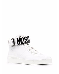 weiße hohe Sneakers aus Leder von Moschino