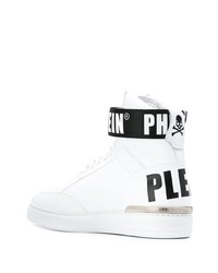 weiße hohe Sneakers aus Leder von Philipp Plein