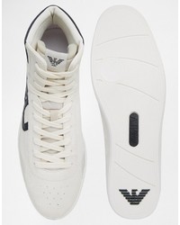 weiße hohe Sneakers aus Leder von Armani Jeans