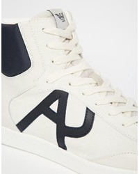 weiße hohe Sneakers aus Leder von Armani Jeans