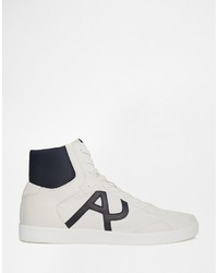 weiße hohe Sneakers aus Leder von Armani Jeans