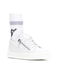 weiße hohe Sneakers aus Leder von Giuseppe Zanotti Design