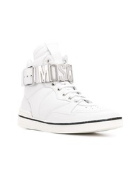 weiße hohe Sneakers aus Leder von Moschino