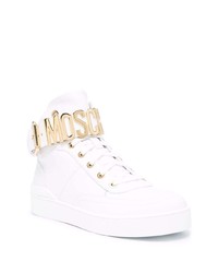 weiße hohe Sneakers aus Leder von Moschino